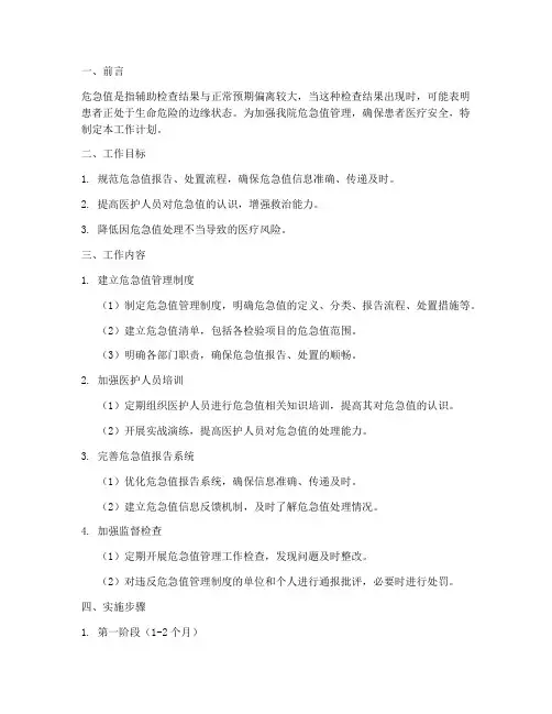 危急值管理制度_工作计划