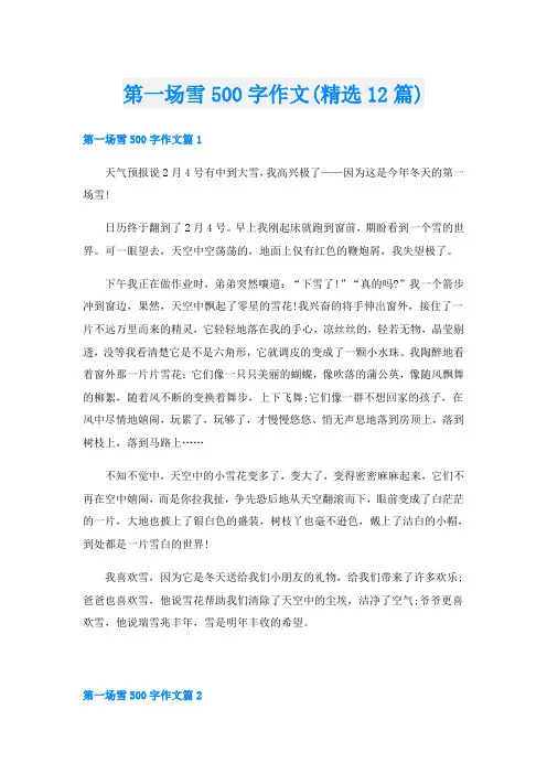 第一场雪500字作文(精选12篇)