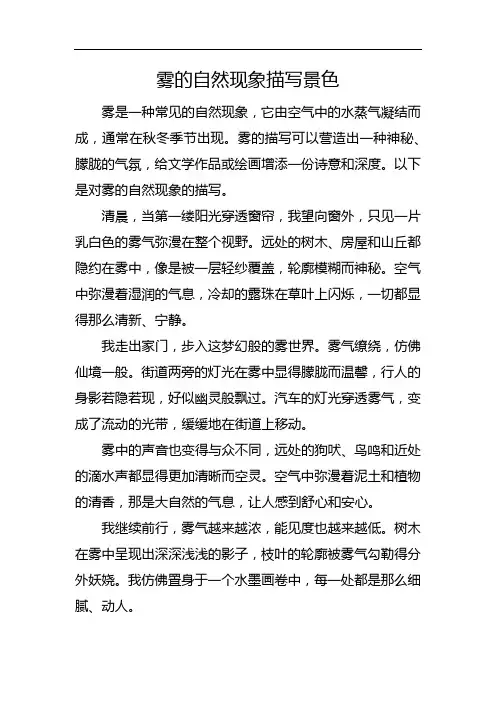 雾的自然现象描写景色