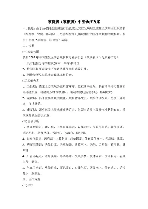 针灸推拿科   优势病种诊疗方案
