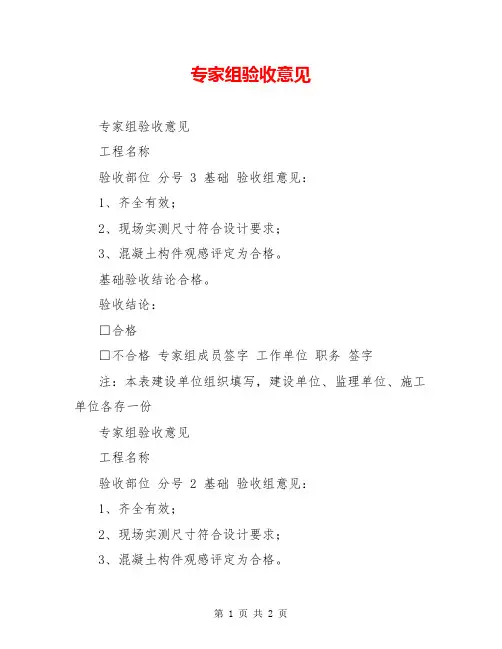 专家组验收意见
