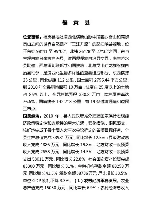 2010福贡县情概况