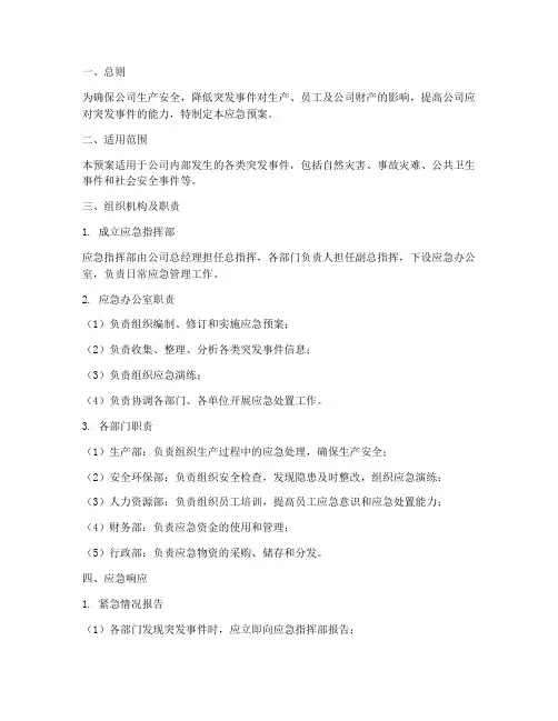 玻璃加工公司应急预案