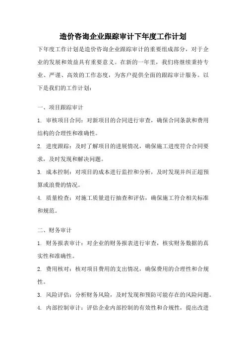 造价咨询企业跟踪审计下年度工作计划