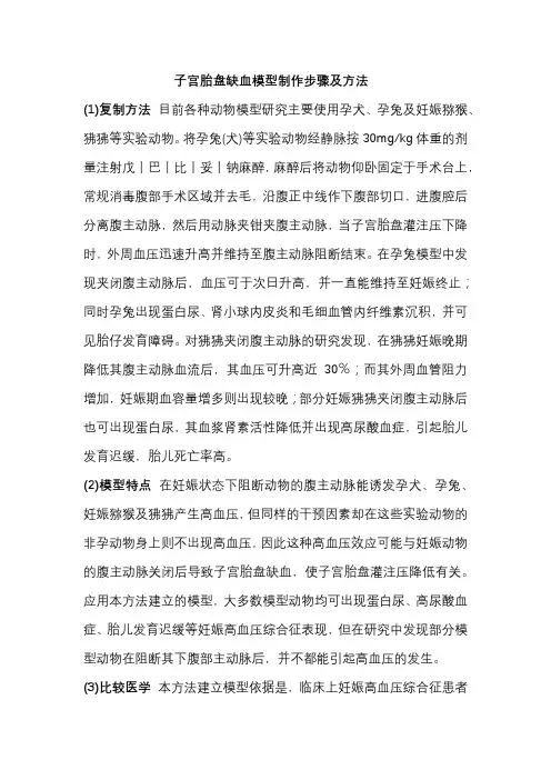 子宫胎盘缺血模型制作步骤及方法