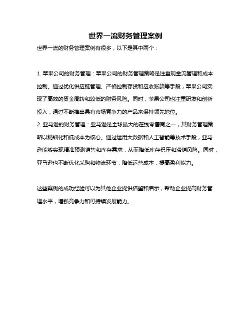 世界一流财务管理案例