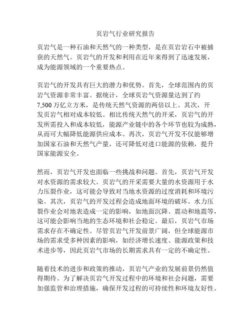 页岩气行业研究报告