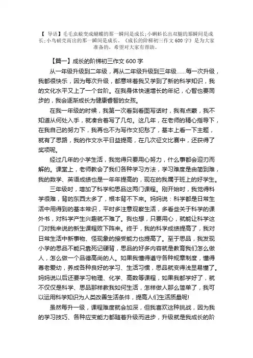 成长的阶梯初三作文600字