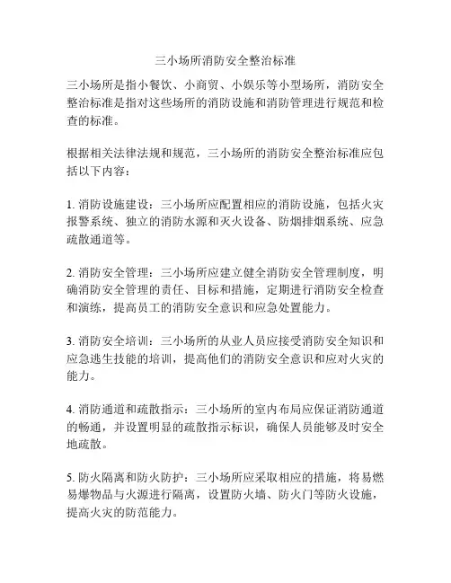 三小场所消防安全整治标准