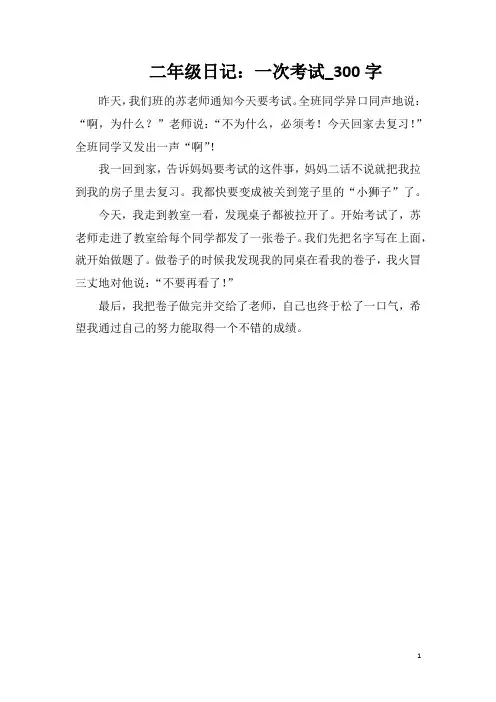 二年级日记：一次考试_300字