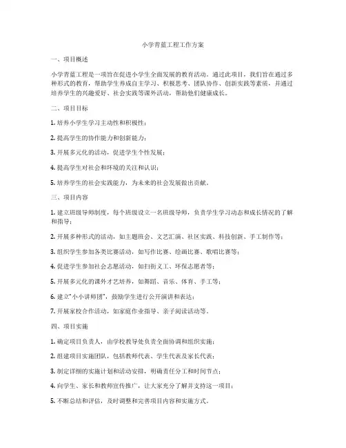 小学青蓝工程工作方案