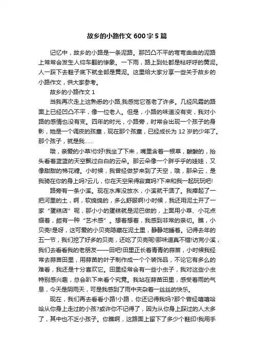 故乡的小路作文600字5篇
