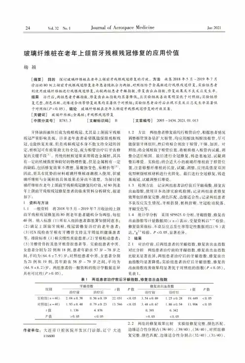 玻璃纤维桩在老年上颌前牙残根残冠修复的应用价值