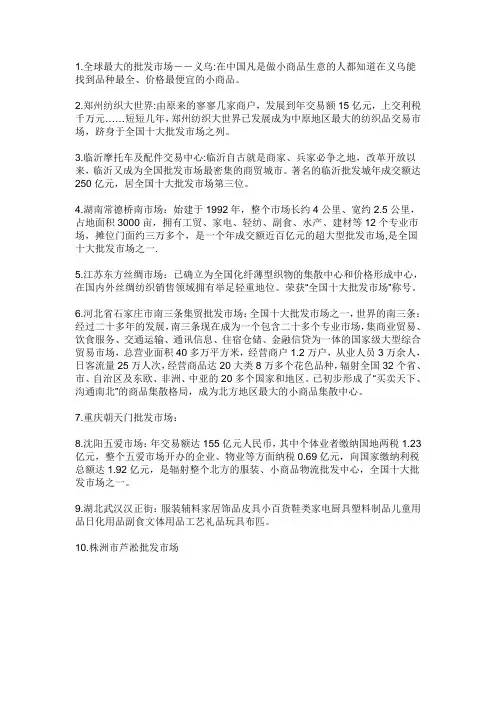 全国十大批发市场