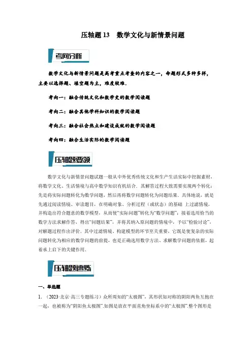 压轴题13  数学文化与新情景问题(解析版)-2023年高考数学压轴题专项训练(江苏专用)