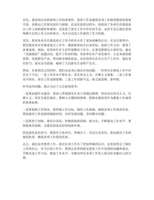 近期督查工作感想