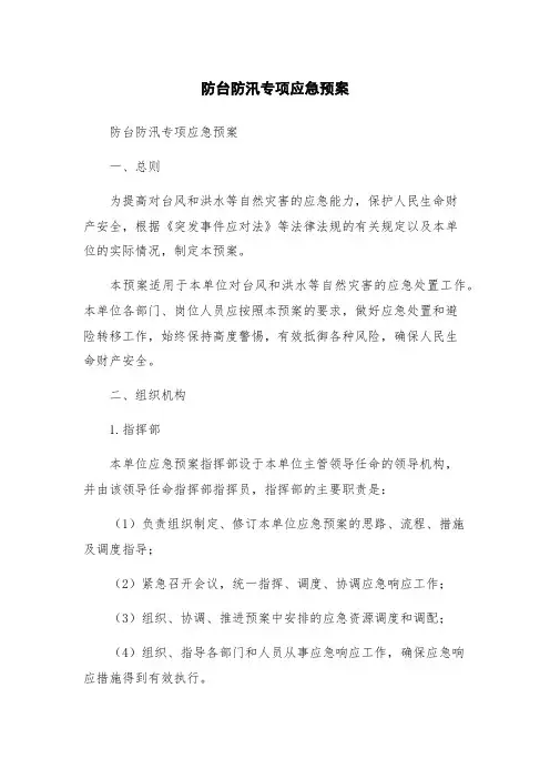 防台防汛专项应急预案