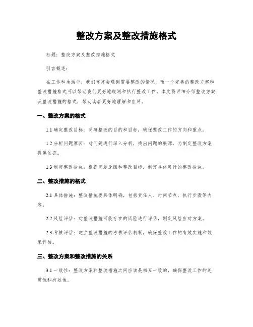 整改方案及整改措施格式