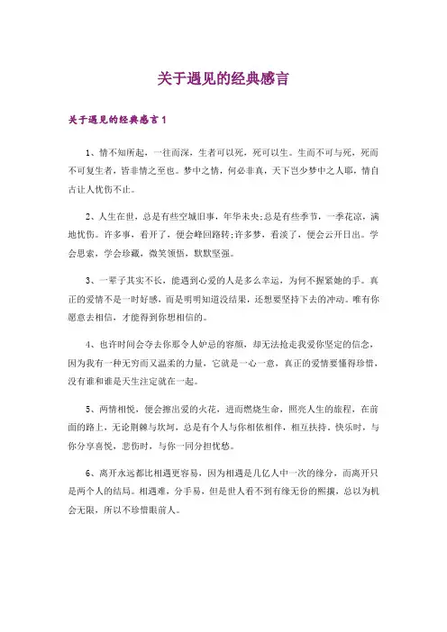 关于遇见的经典感言