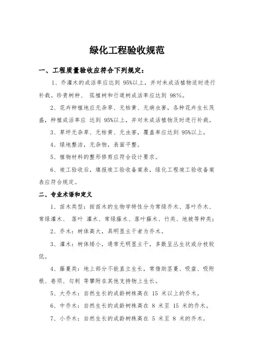 苗木验收标准