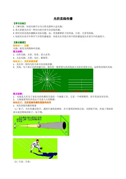 初二上物理：   光的直线传播 知识讲解