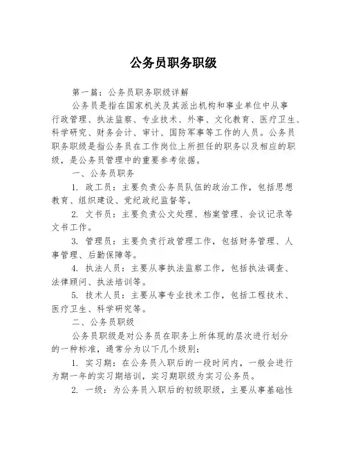 公务员职务职级2篇