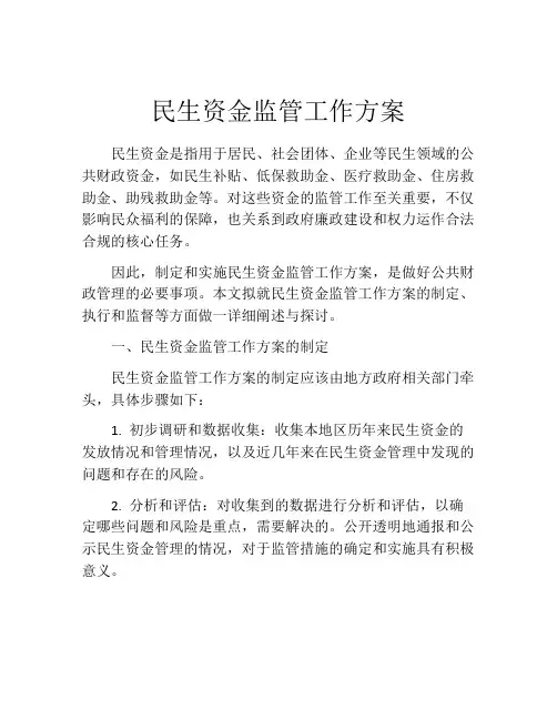民生资金监管工作方案