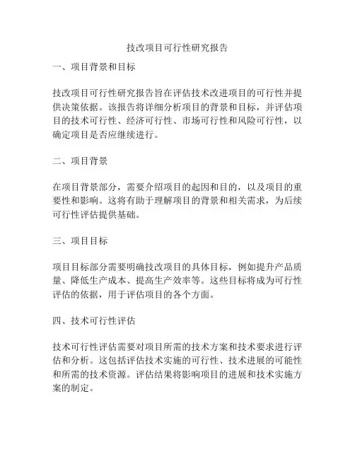 技改项目可行性研究报告