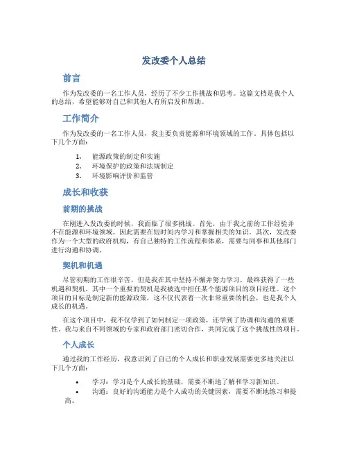发改委个人总结
