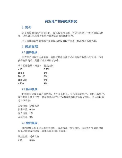 商业地产招商提成制度
