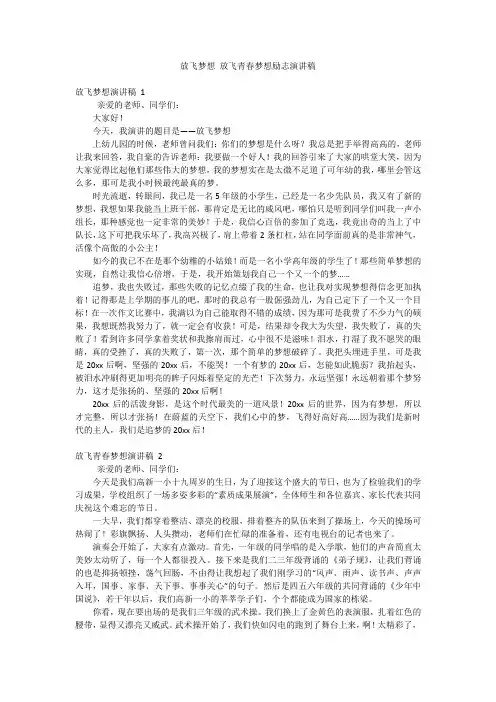 放飞梦想放飞青春梦想励志演讲稿