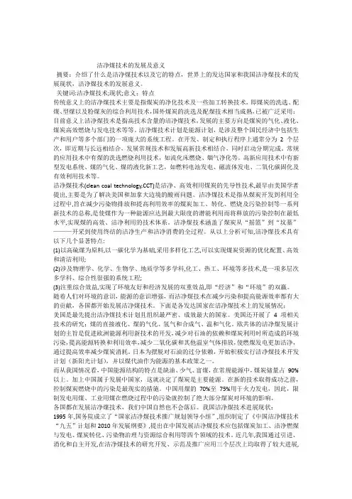 洁净煤技术的发展及意义