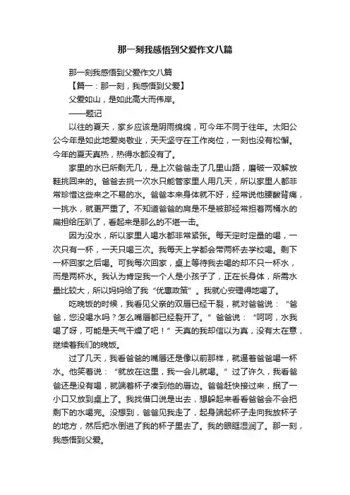 那一刻我感悟到父爱作文八篇