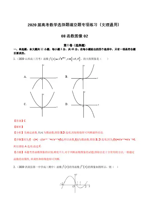 2020届高考数学选择题填空题专项练习(文理通用)08 函数图像02(含解析)