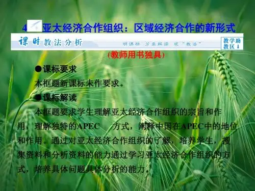 5.4 亚太经济合作组织 区域经济合作的新形式同步备课课件 新人教版选修3课件
