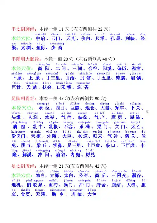 人体经络穴位 带拼音