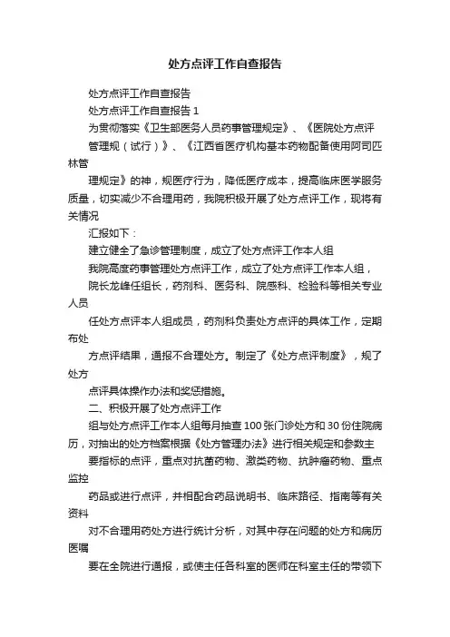 处方点评工作自查报告