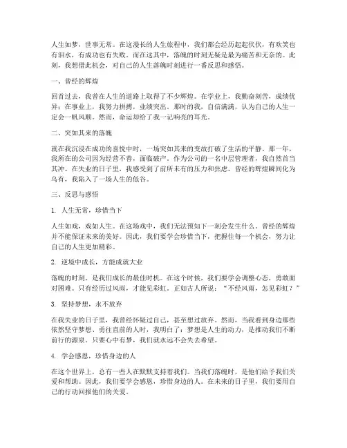 人生落魄感言