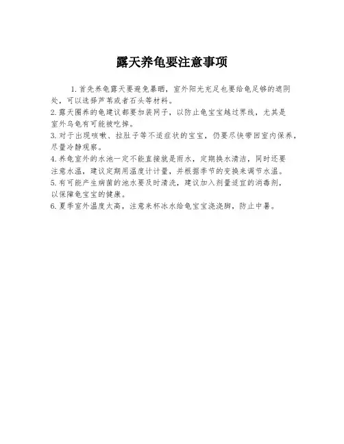 露天养龟要注意事项