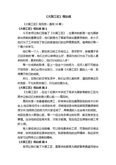 《大国工匠》观后感
