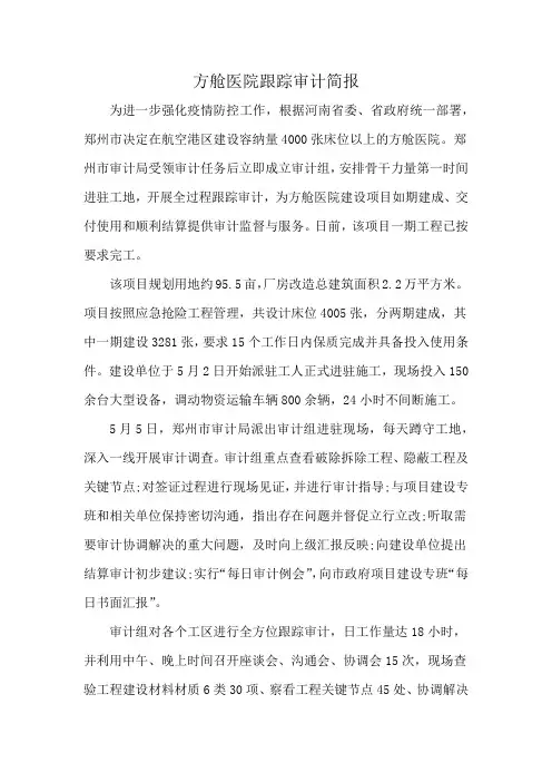 方舱医院跟踪审计简报