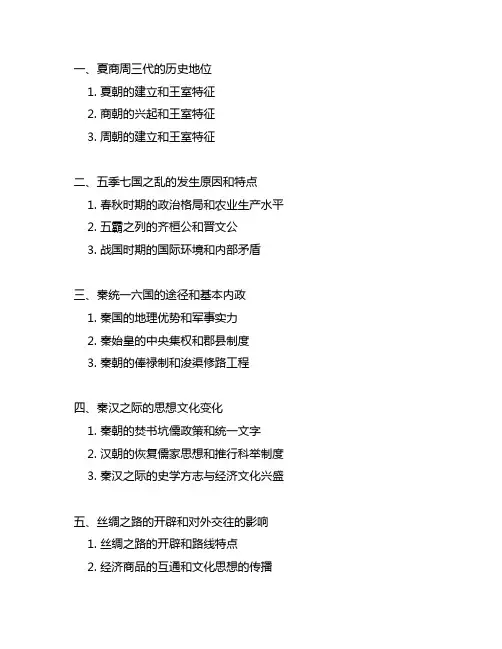 八年级上册历史必背知识点归纳