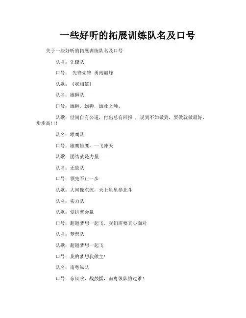 一些好听的拓展训练队名及口号