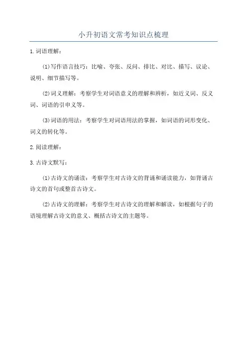 小升初语文常考知识点梳理