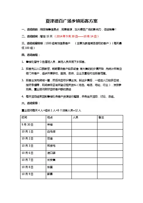 房产乡镇拓客方案