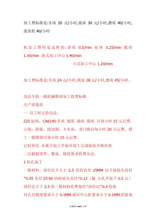 加工费标准