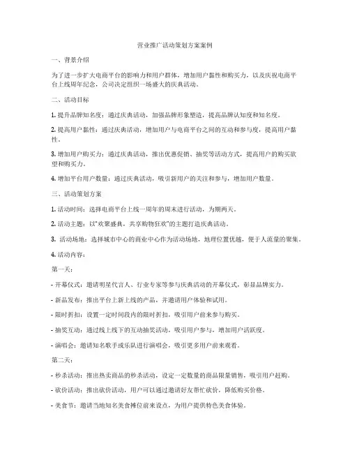 营业推广活动策划方案案例