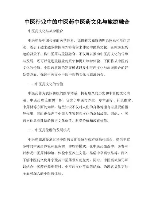 中医行业中的中医药中医药文化与旅游融合
