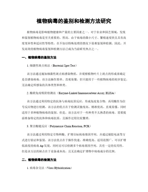 植物病毒的鉴别和检测方法研究
