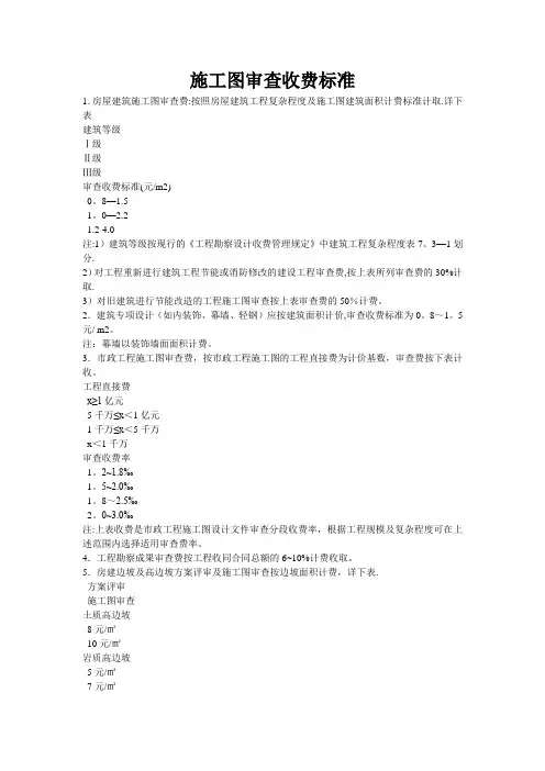 施工图审查收费标准
